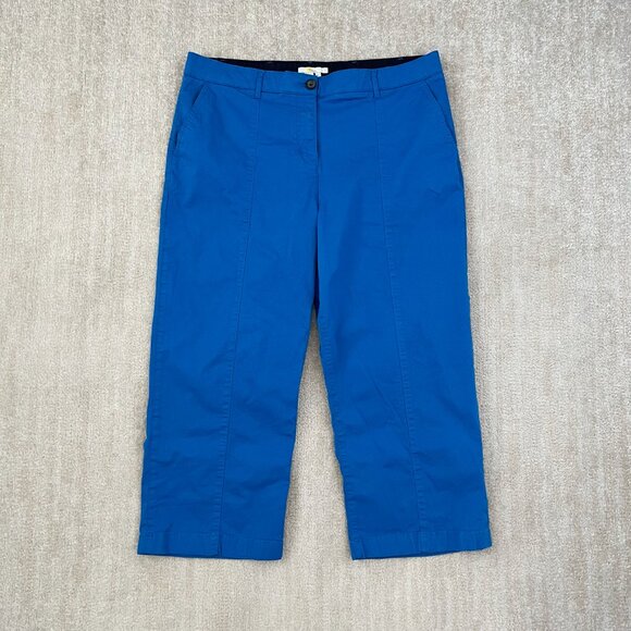 Boden Blue Cropped Cotton Trousers Pants 14 - Picture 1 of 10
